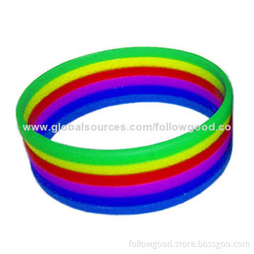 Rainbow Silicone Bracelet, Customized Sizes, Shapes and Packing AvailableNew